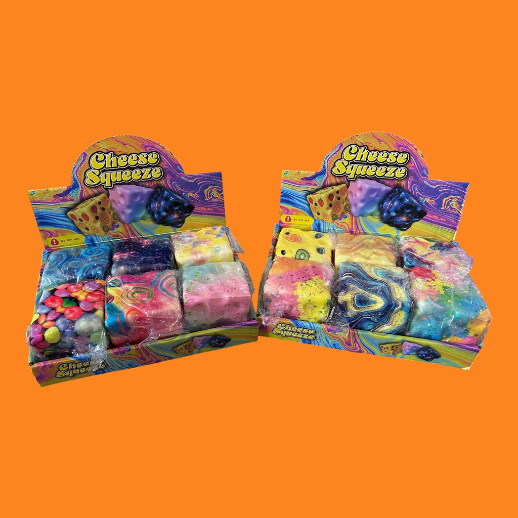 Cheese Squeeze Marble Squishy – Colourful Sensory Stress Relief Fidget Toy