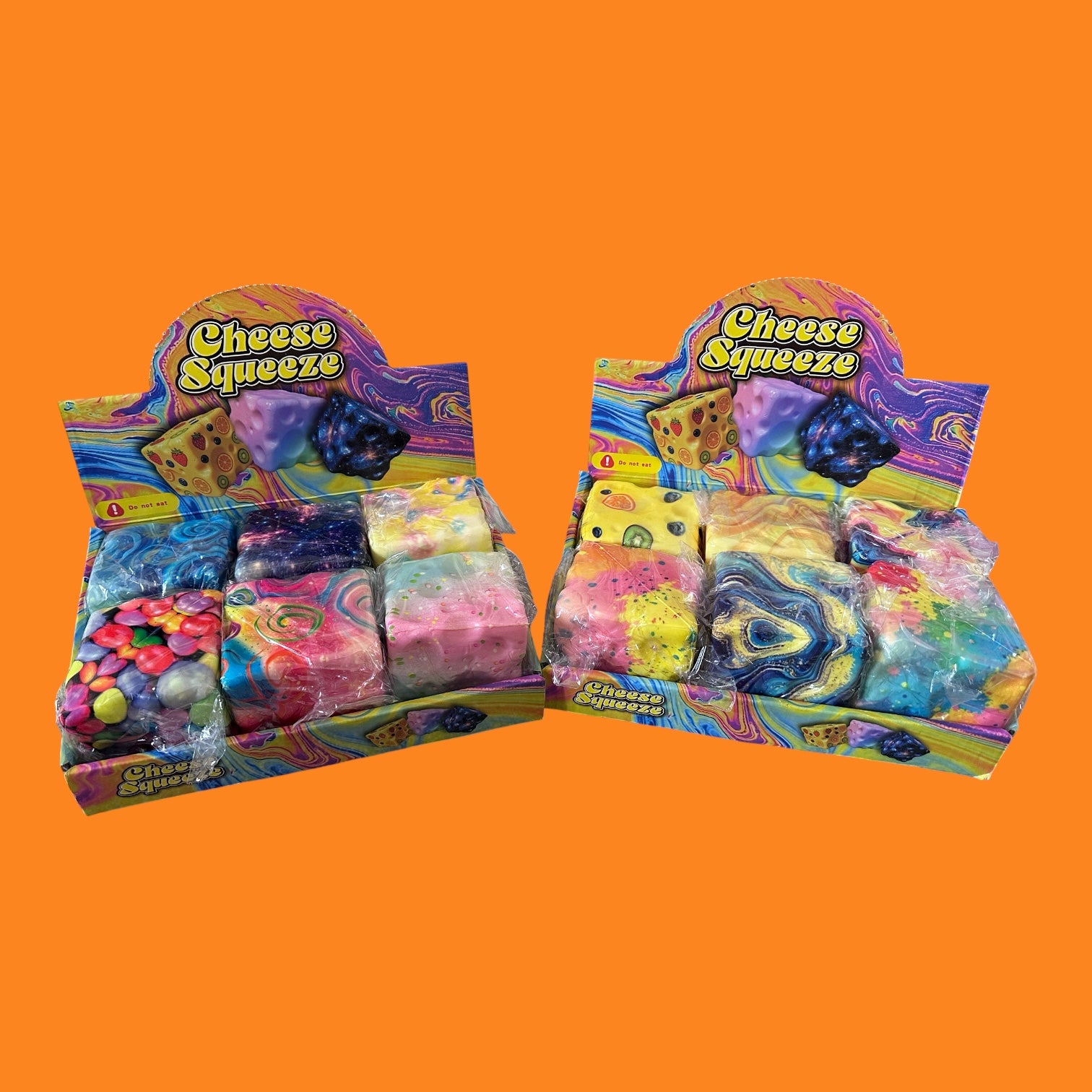 Cheese Squeeze Marble Squishy – Colourful Sensory Stress Relief Fidget Toy