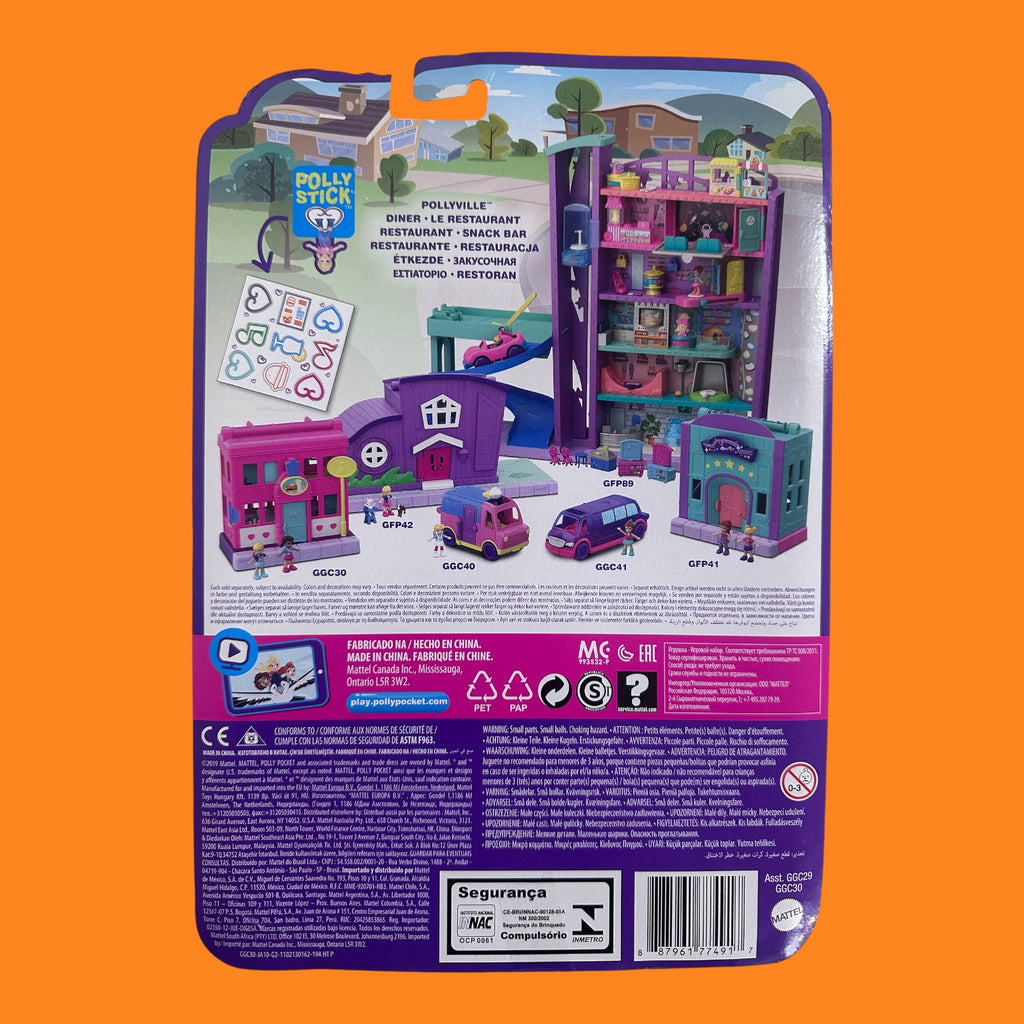 Polly Pocket Micro Pollyville Diner Playset – Mini Doll House Toy Set for Kids