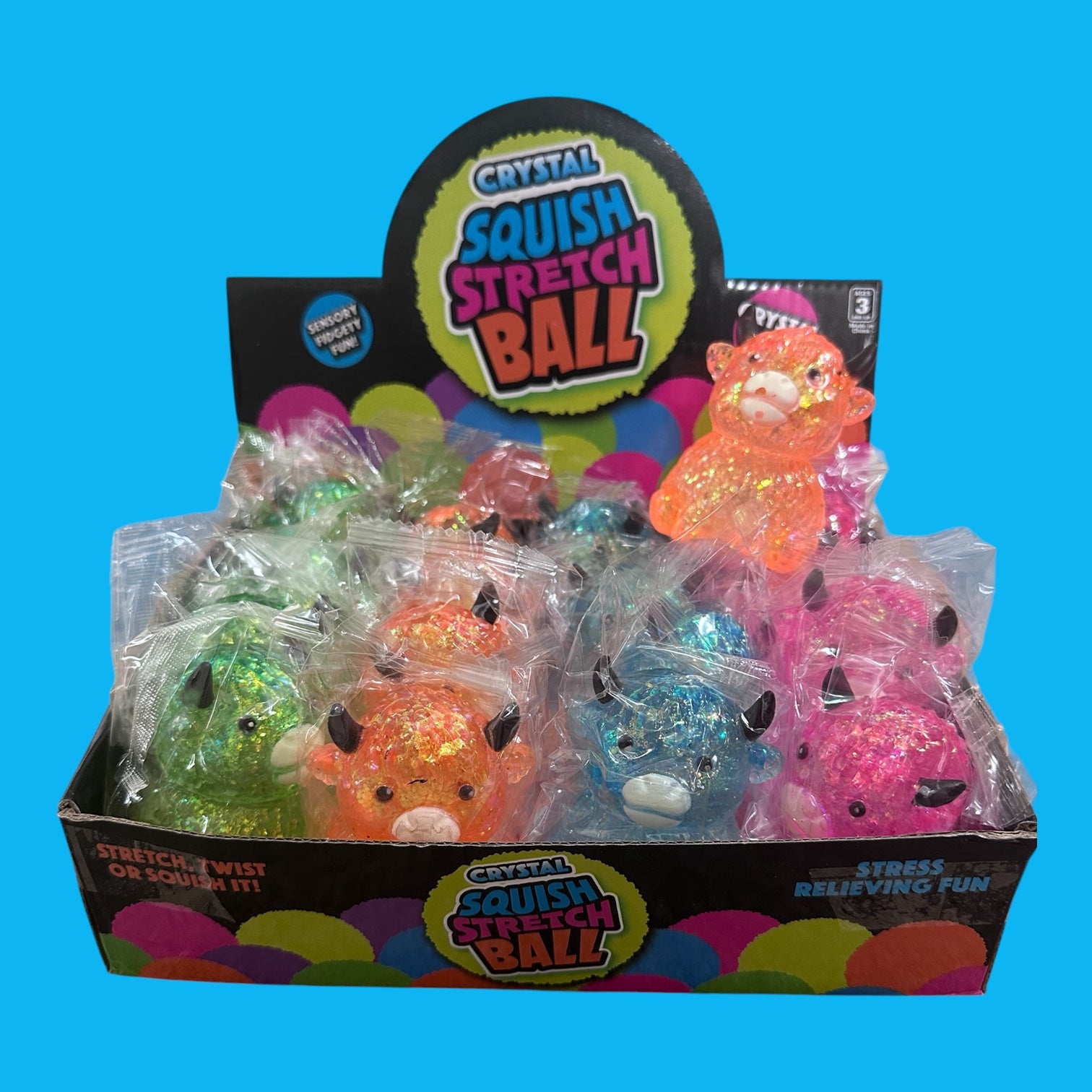 Crystal Squish Stretch Ball Animal Toy – Glitter Sensory Stress Relief Fidget Toy for Kids