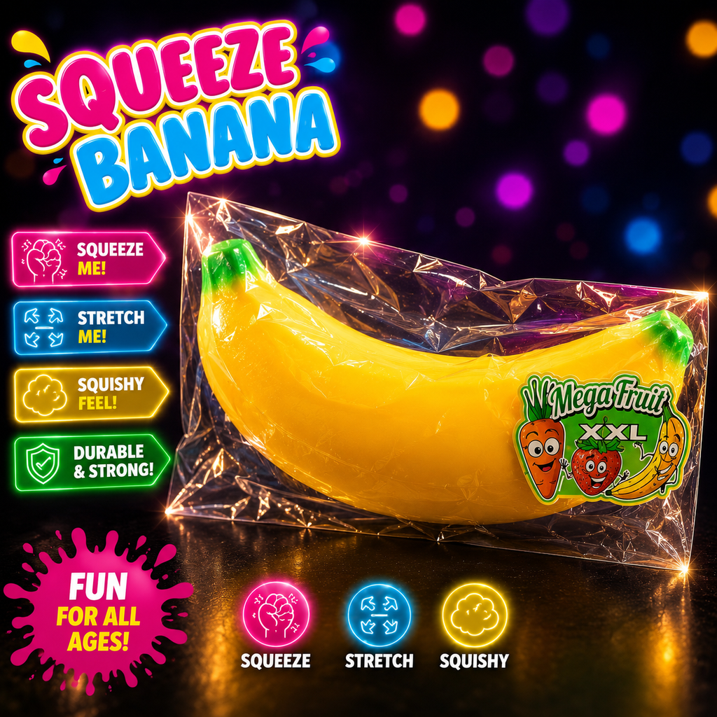 Mega Fruit XXL Squeeze Banana – Super Stretchy Sensory Toy