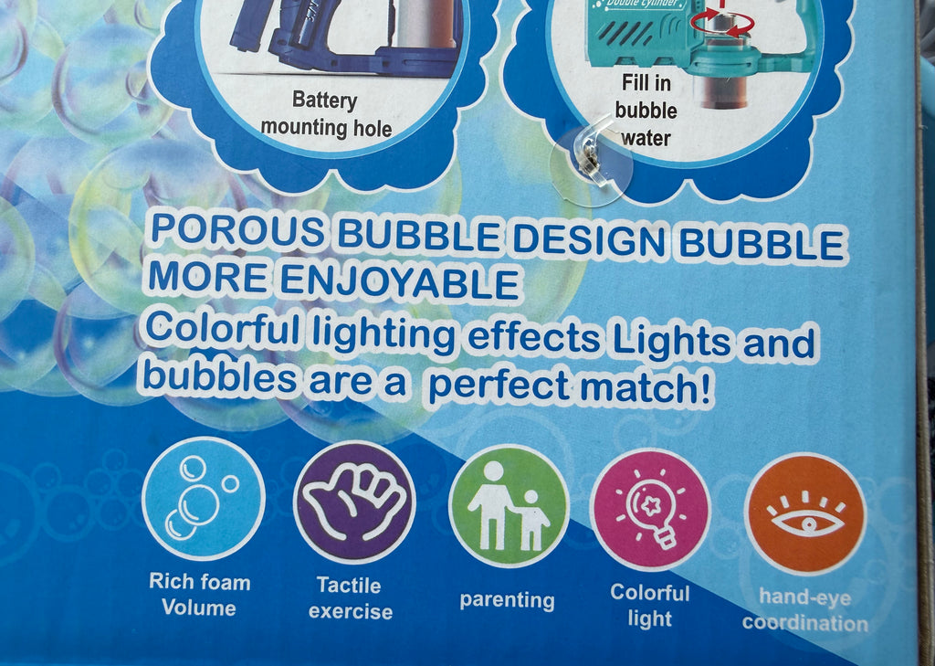 Create thousands of bubbles at the pull of a trigger! This electric Shark Bubble Gun features automatic bubble blasting, colourful LED lights and endless outdoor fun for children.