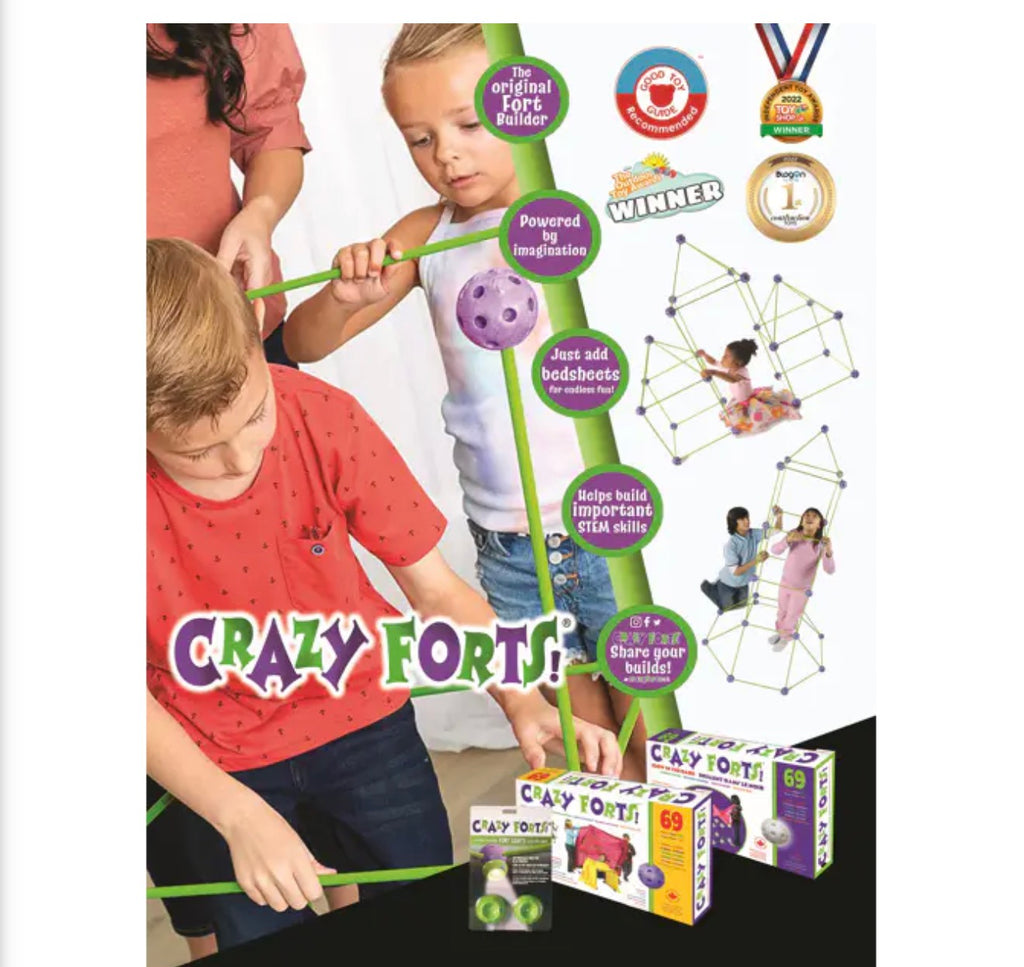 Crazy Forts 69 Piece Building Kit | Creative Construction Fort Building Set | STEM Toy | Ages 5+