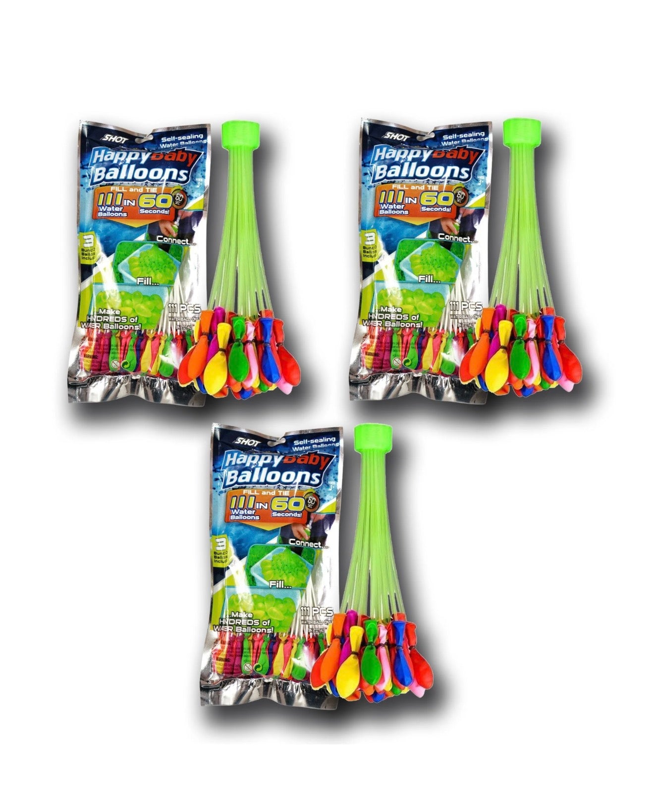 Get ready for the ultimate summer splash! Fill, tie and launch up to 333 colourful water balloons in around 60 seconds with these self-sealing water balloon packs.