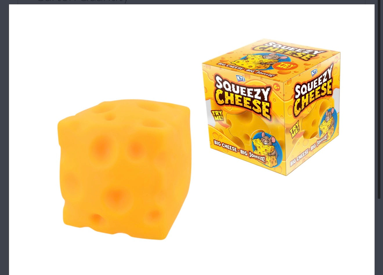 Ktl Squidgy Jumbo Cheese "Try Me" Acetate Box Toy – Jumbo Cheese Sensory Stress Relief Fidget Toy for Kids & Adults