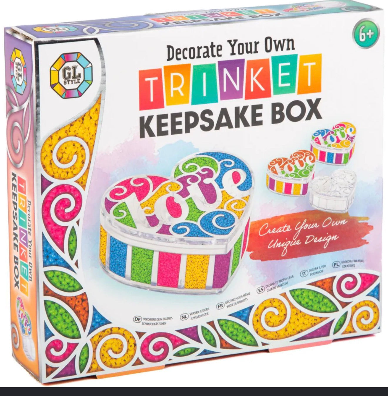 Decorate Your Own Trinket Keepsake Box Craft Kit | DIY Bead Art Jewellery Box | Ages 6+