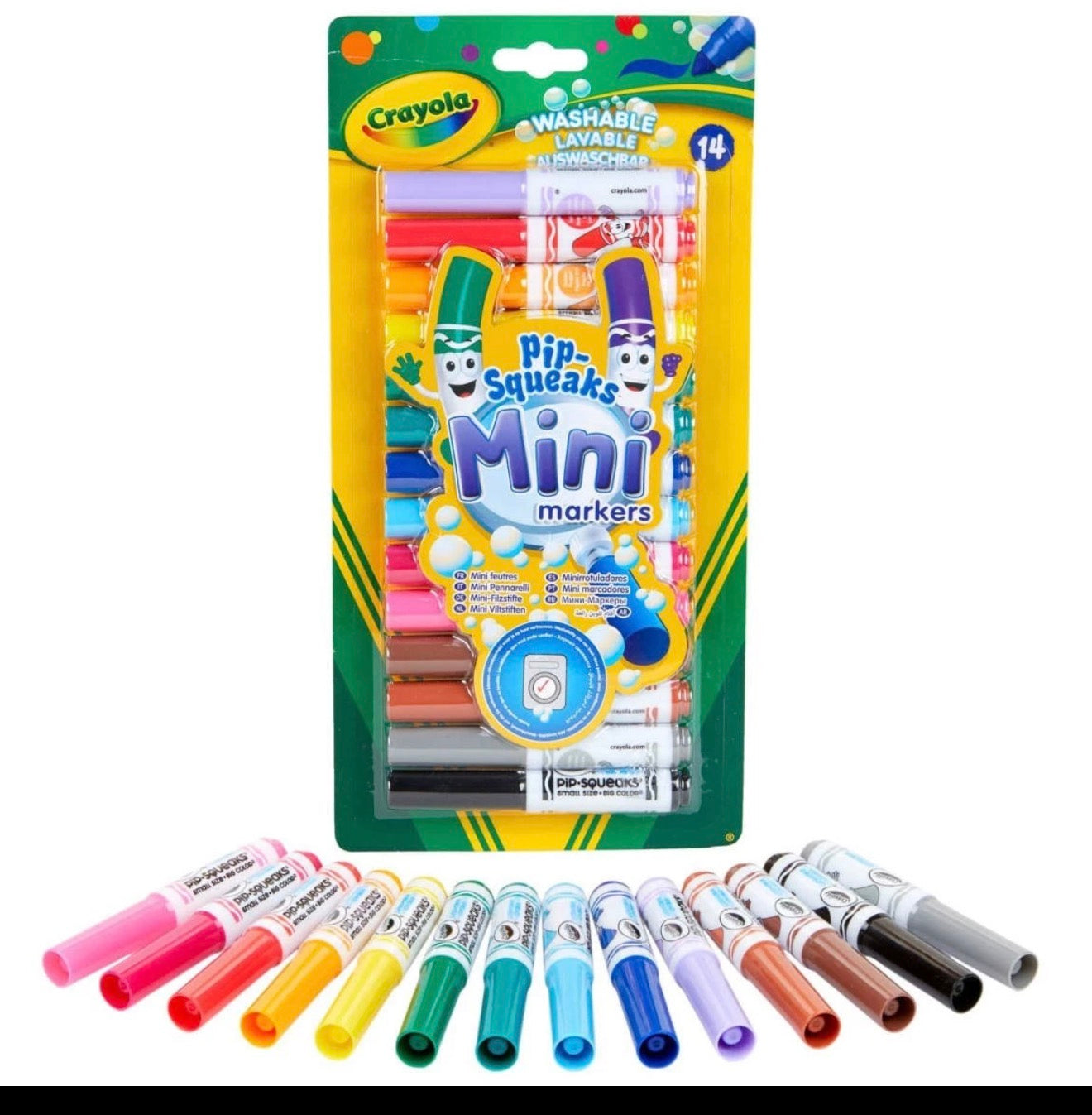Crayola Pip-Squeaks Mini Markers | 14 Washable Mini Felt Tip Pens | Kids Colouring Set