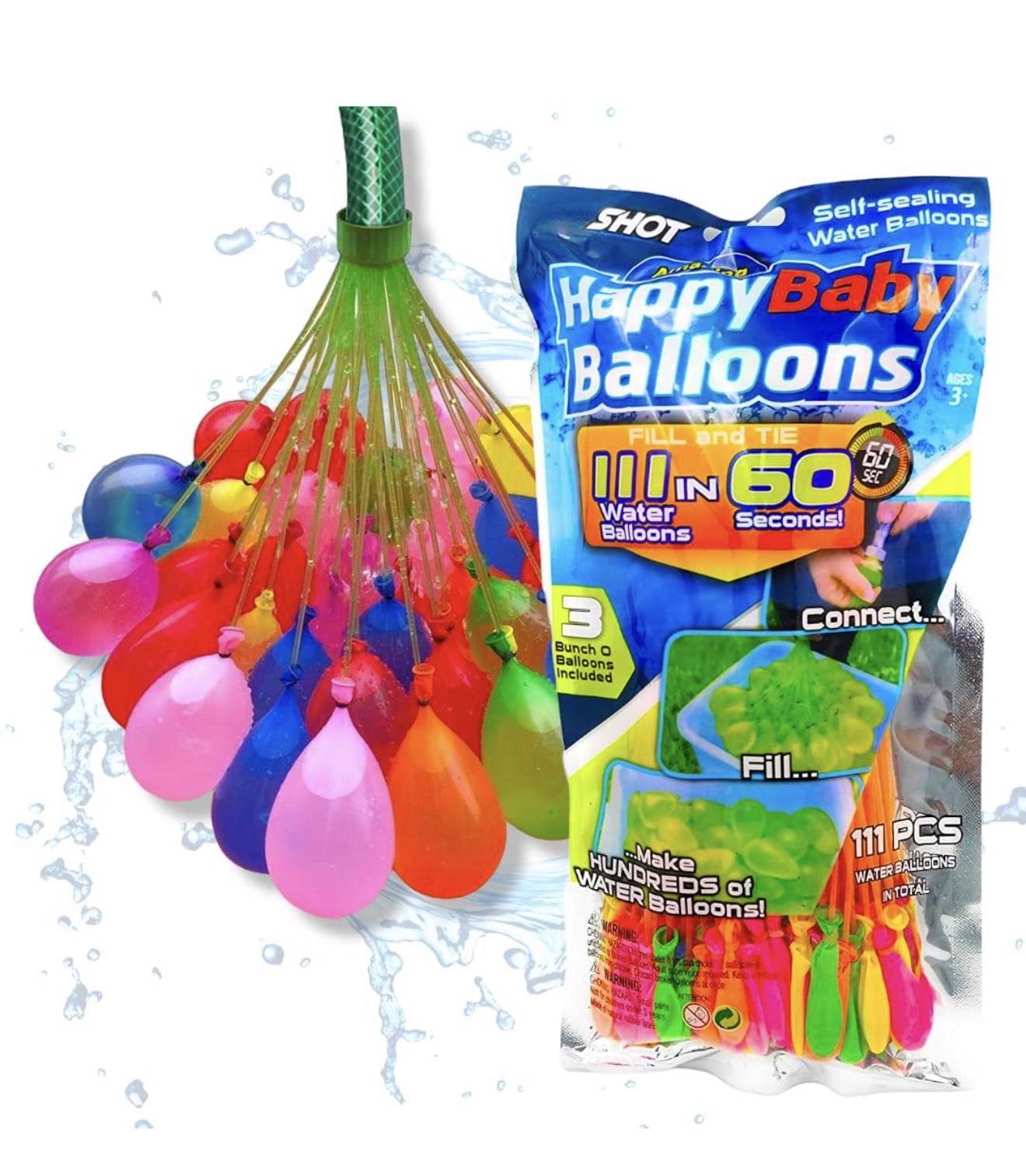 Get ready for the ultimate summer splash! Fill, tie and launch up to 333 colourful water balloons in around 60 seconds with these self-sealing water balloon packs.
