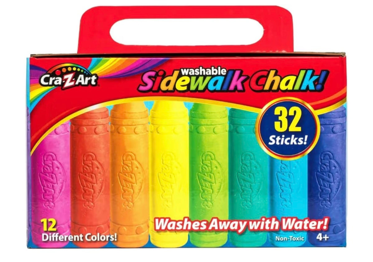 Cra-Z-Art Washable Sidewalk Chalk, 12 Colours- 32 Sticks