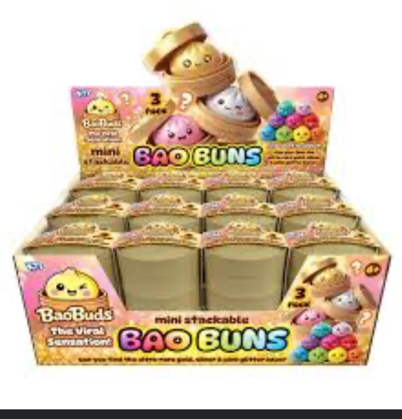Squishy Mini Stackable Bao Bun Fidget Toys 3 Pack Assortment
