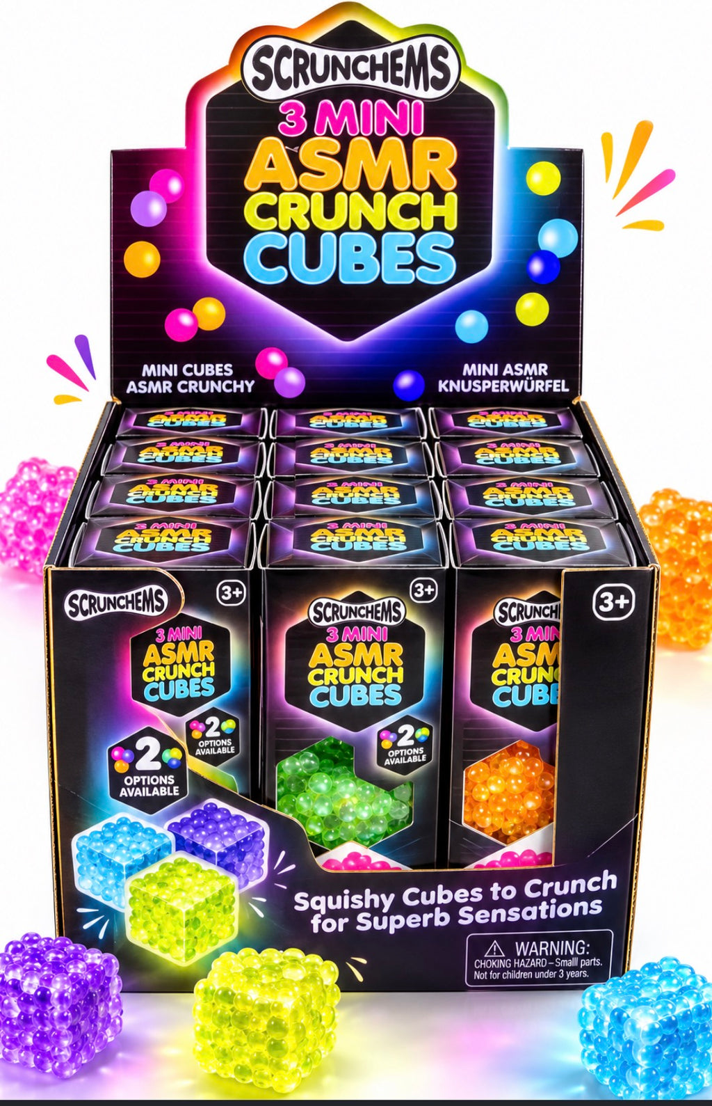 SCRUNCHEMS ASMR MINI CRUNCH CUBES 3PK ASSORTED