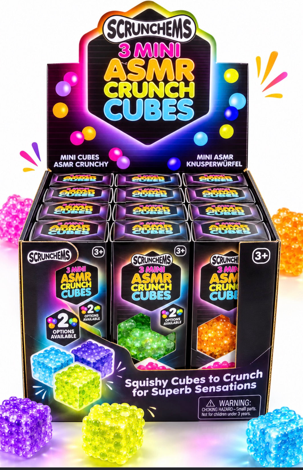 SCRUNCHEMS ASMR MINI CRUNCH CUBES 3PK ASSORTED