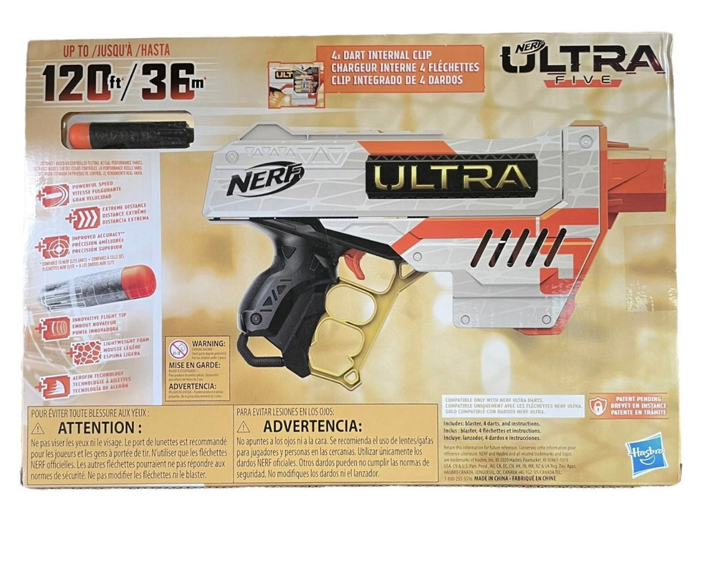 Nerf Ultra Five Blaster | Includes 4 Ultra Darts | 36m / 120ft Range | Ages 8+