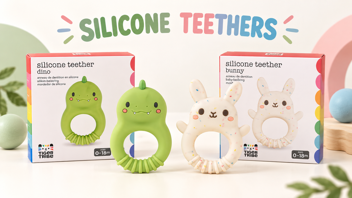 Tiger Tribe Silicone Teether – Dino or Bunny