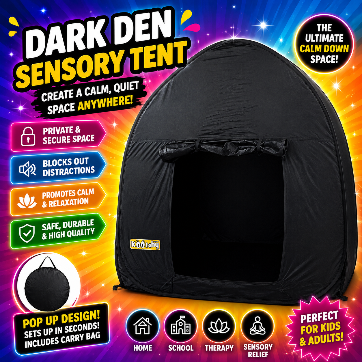Dark Den Sensory Tent – Pop Up Calm Down Space for Children