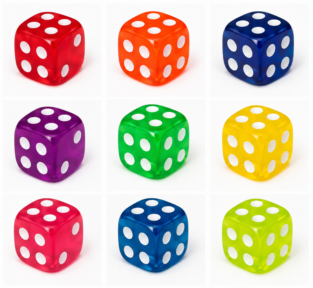 LED Flashing Dice Set – 12 Light Up Dice in Assorted Colours