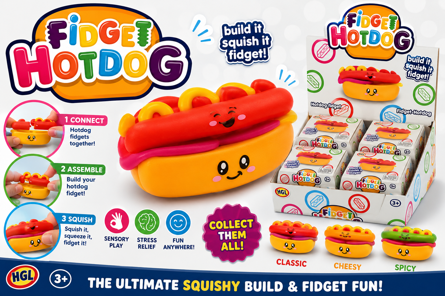 Fidget Hotdog – Build, Squish & Collect Sensory Toy