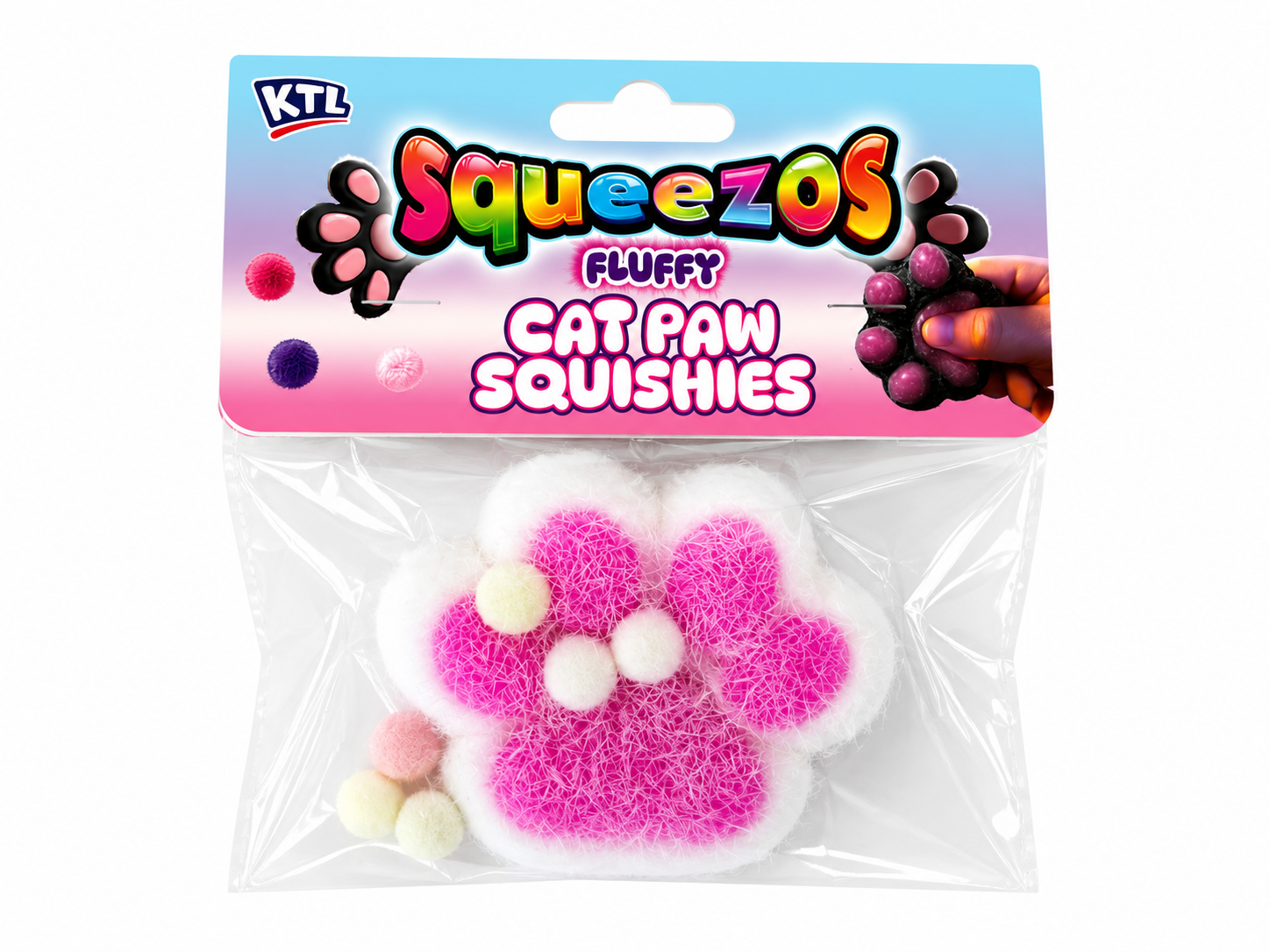 Squeezzos Fluffy Cat Paw Squishies – Soft Sensory Fidget Toy