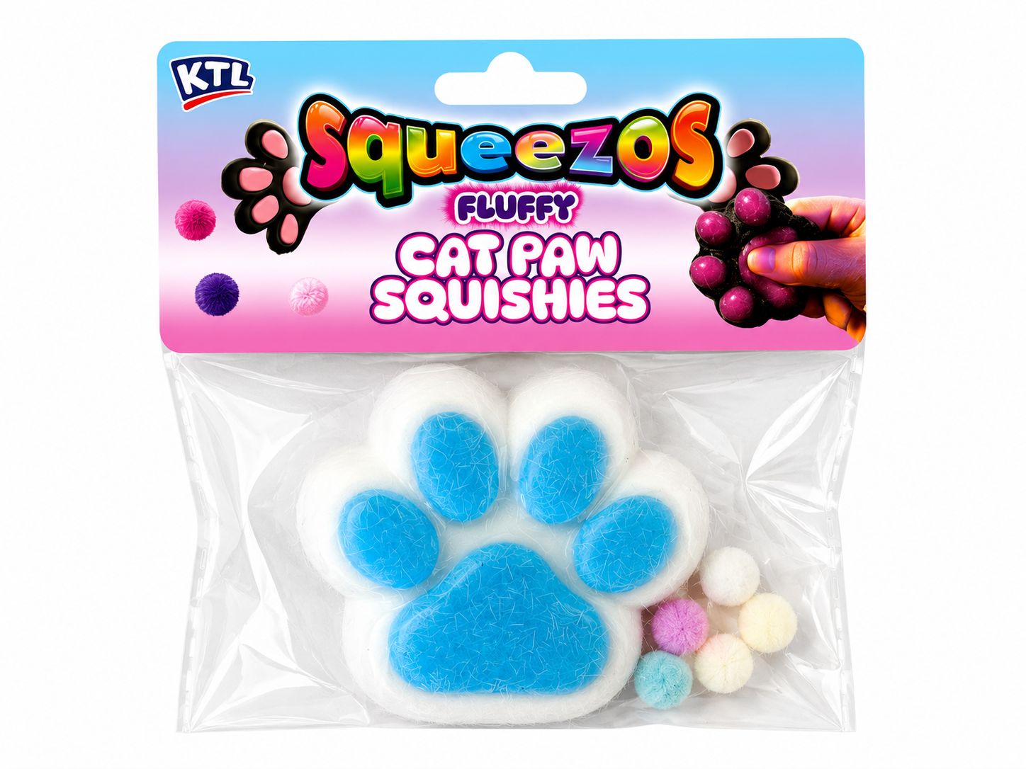 Squeezzos Fluffy Cat Paw Squishies – Soft Sensory Fidget Toy