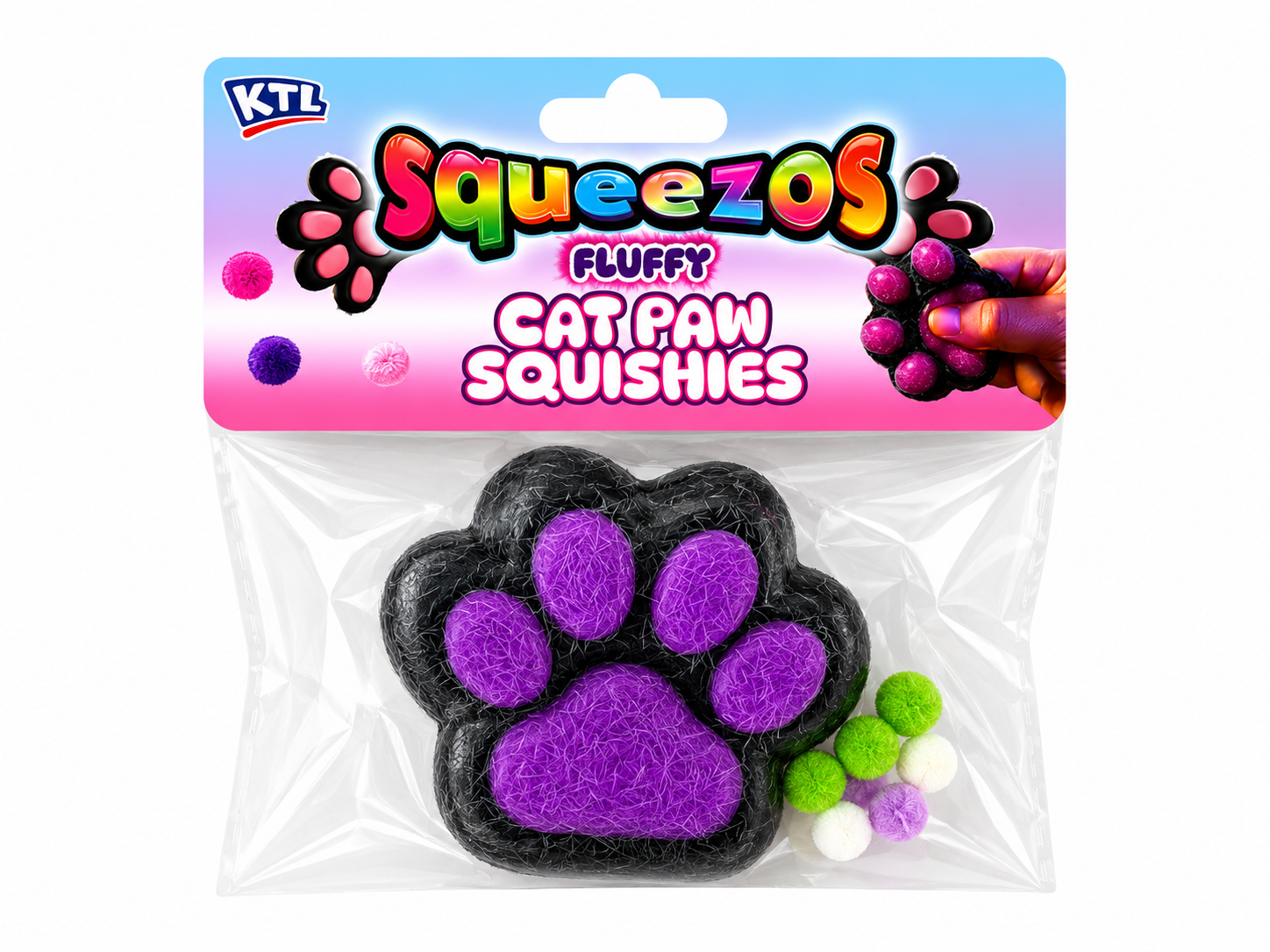 Squeezzos Fluffy Cat Paw Squishies – Soft Sensory Fidget Toy