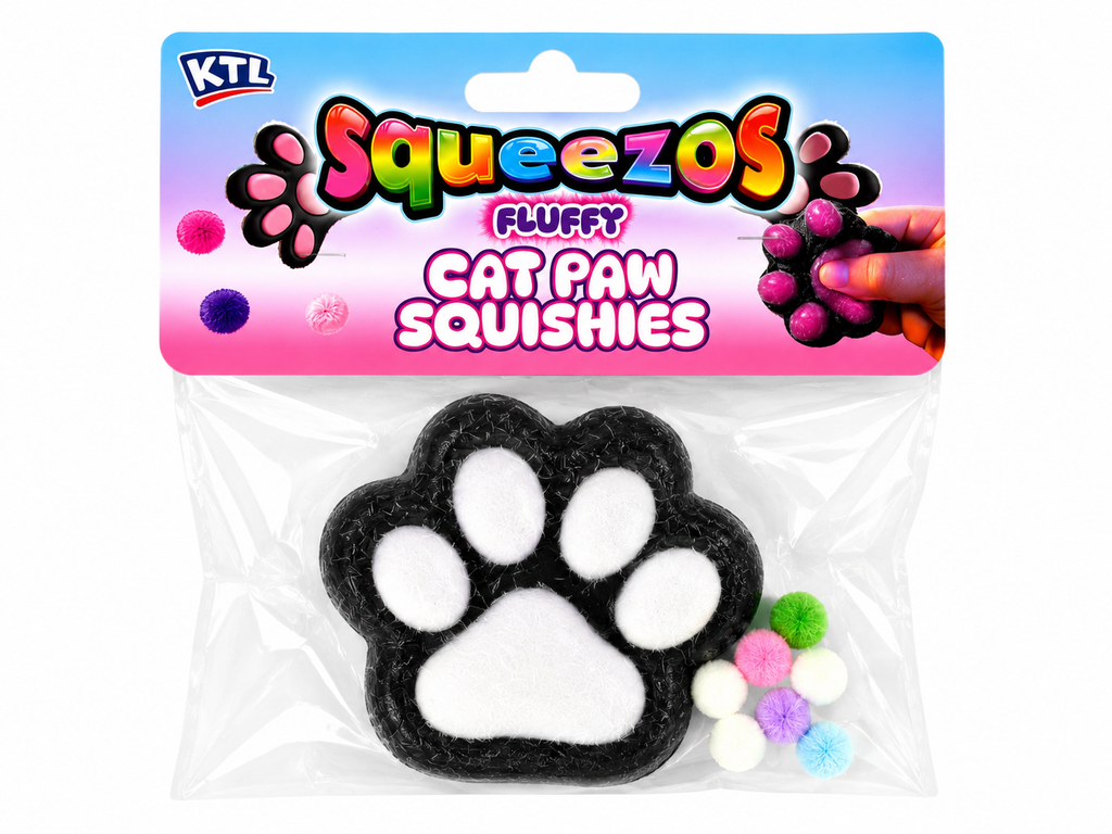 Squeezzos Fluffy Cat Paw Squishies – Soft Sensory Fidget Toy
