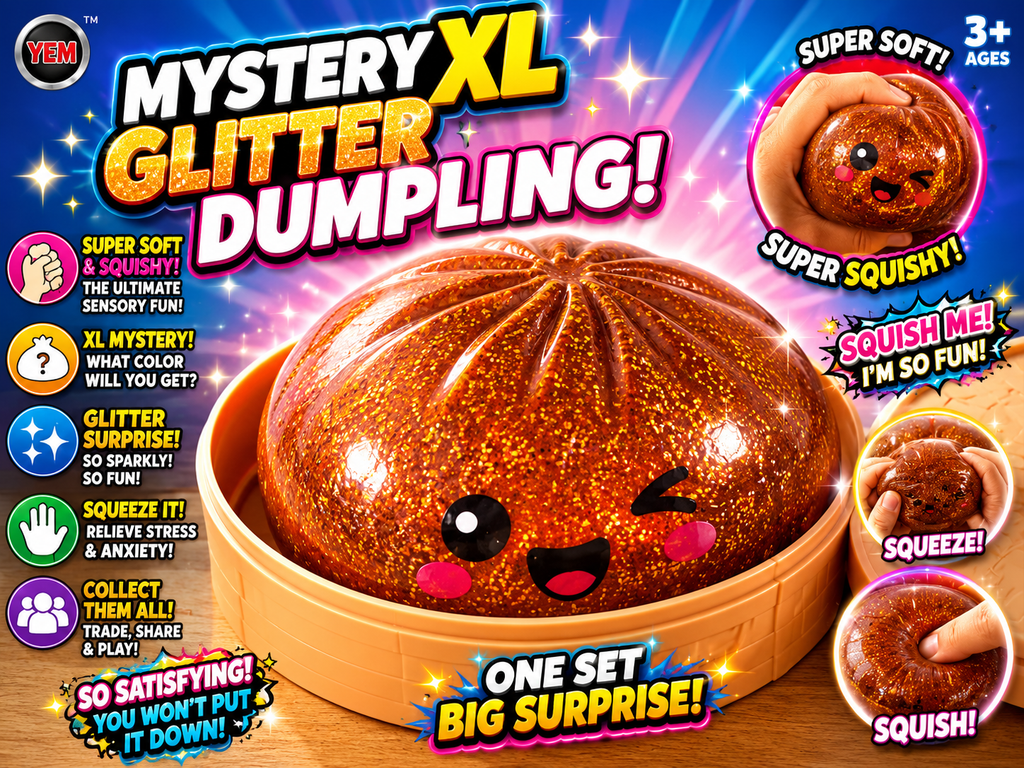 Mystery XL Glitter Dumpling – Jumbo Glitter Slow Rise Squishy