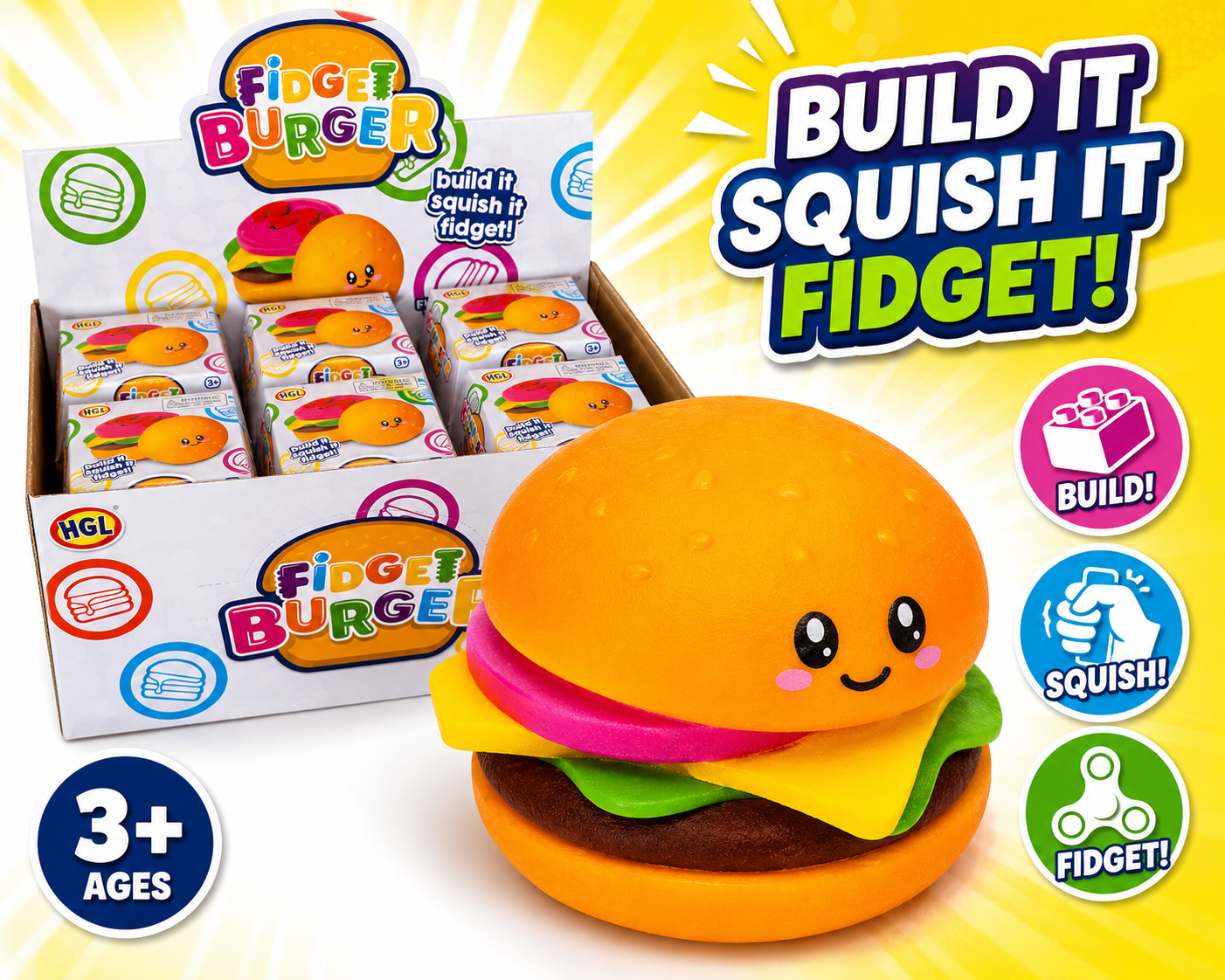 Fidget Burger – Build, Squish & Fidget Sensory Toy