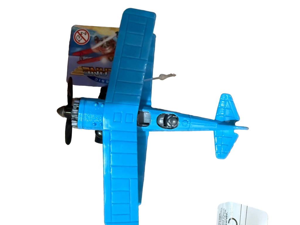 Classic Diecast Pull Back Biplane | Metal Toy Aeroplane with Spinning Propeller | Random Colour