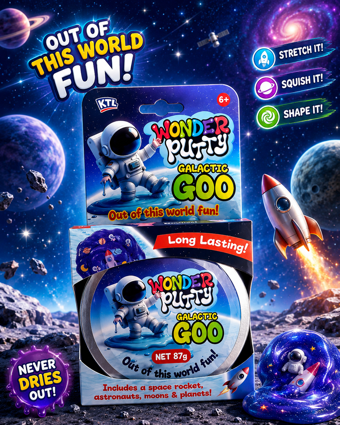Wonder Putty Sensory Putty – Stretch, Squish & Shape | Assorted Themes | 87g