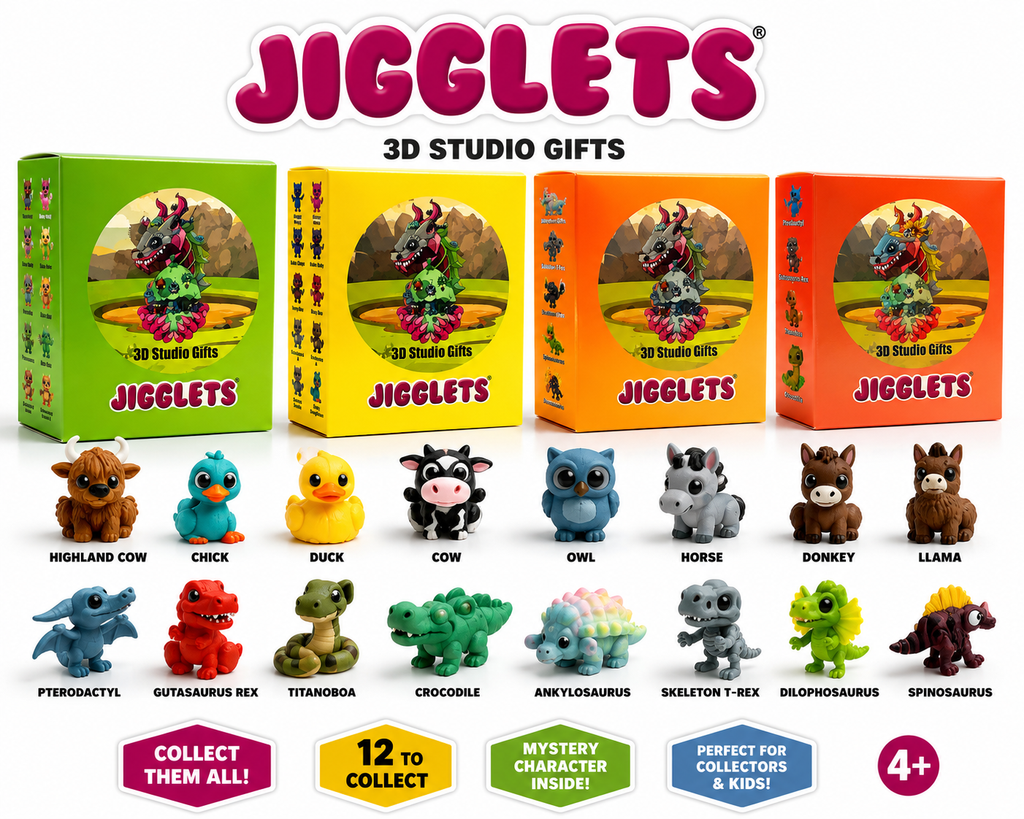 Jigglets 3D Studio Gifts Mystery Collectible Figure | Blind Box Toy | 12 Characters to Collect | Age 4+