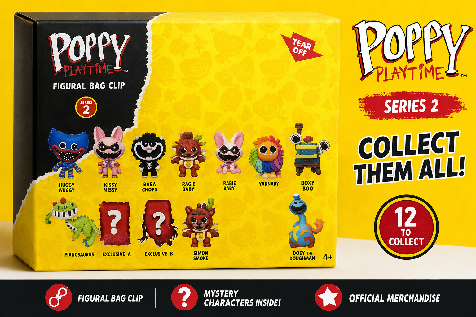 Poppy Playtime Series 2 Mystery Figural Bag Clip | Official Collectible Keyring | Random Character | Age 4+