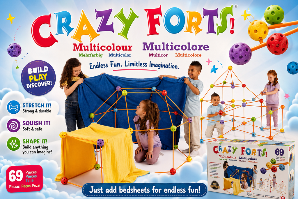 Crazy Forts 69 Piece Building Kit | Creative Construction Fort Building Set | STEM Toy | Ages 5+