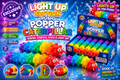 LIGHT UP SUCTION PUSH POPPER RAINBOW CATERPILLAR
