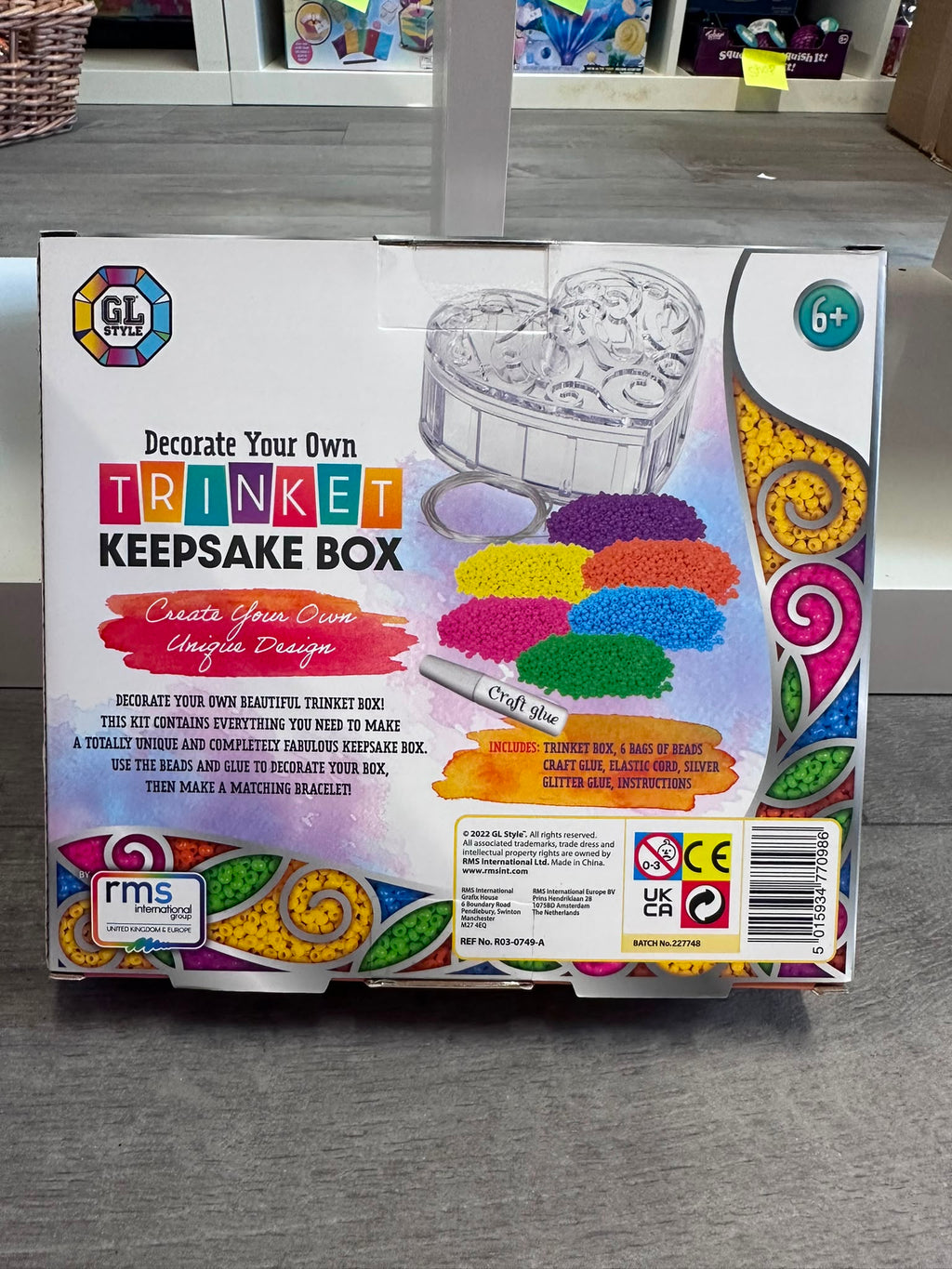 Decorate Your Own Trinket Keepsake Box Craft Kit | DIY Bead Art Jewellery Box | Ages 6+
