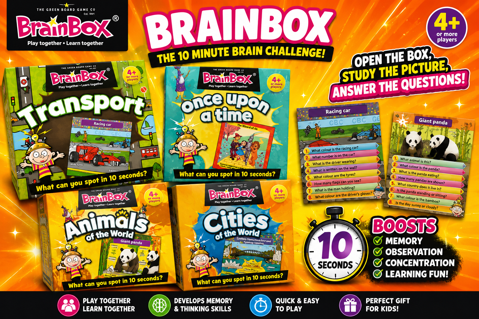 BrainBox Memory Game | Educational Family Card Game | 10 Minute Brain Challenge | Ages 4+