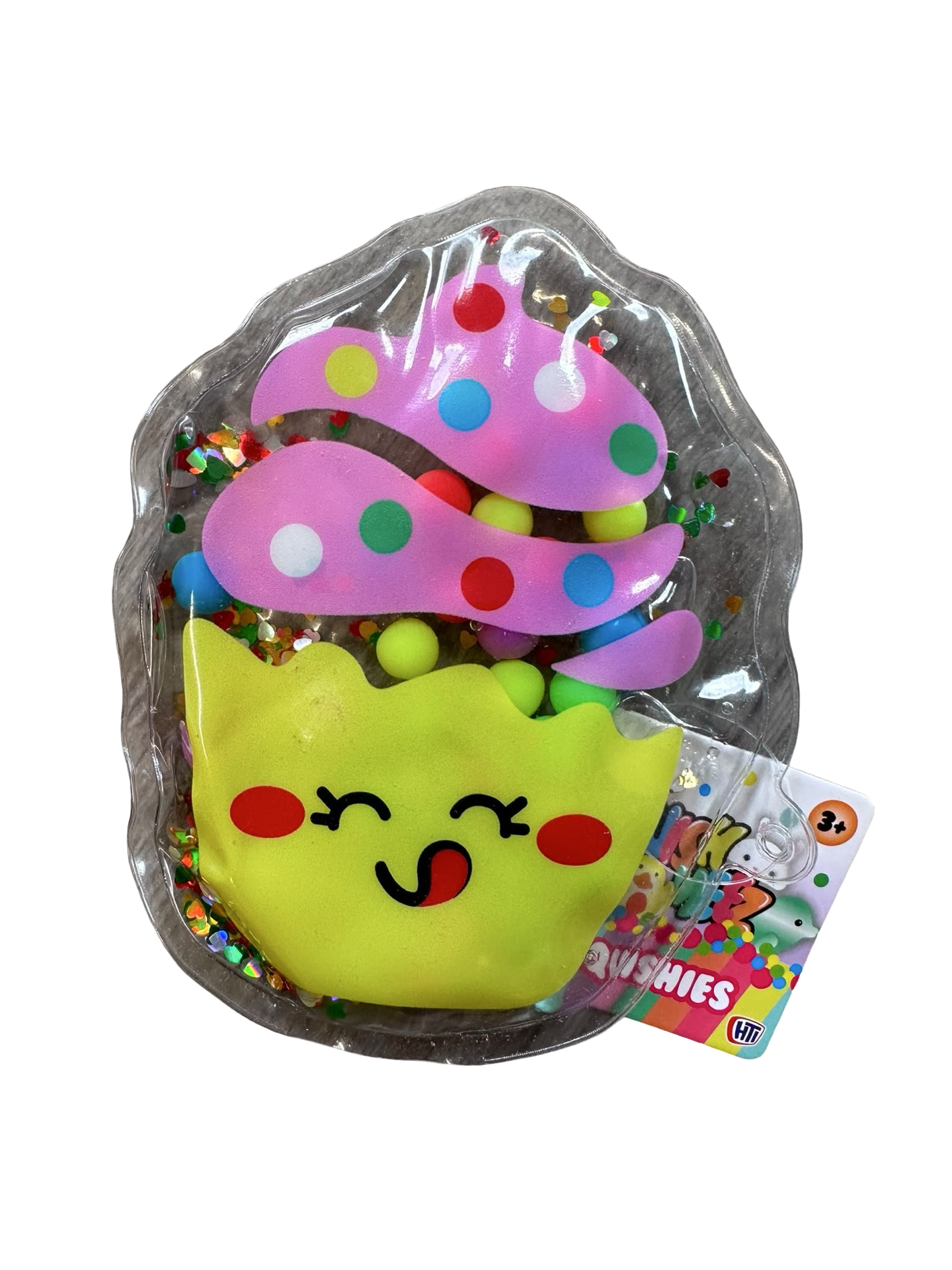 Squishy Squeeze Sensory Toy | Glitter Water-Filled Squishy | Rainbow, Gumball Machine & Cupcake Designs | Ages 3+