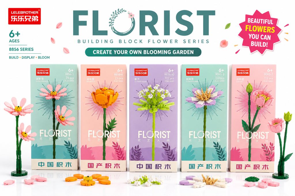 Build your own beautiful blooming flower with the Florist Building Block Flower Series.