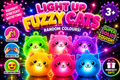 Light Up Fuzzy Cats – Flashing Stretchy Sensory Toy | Random Colour | 3+