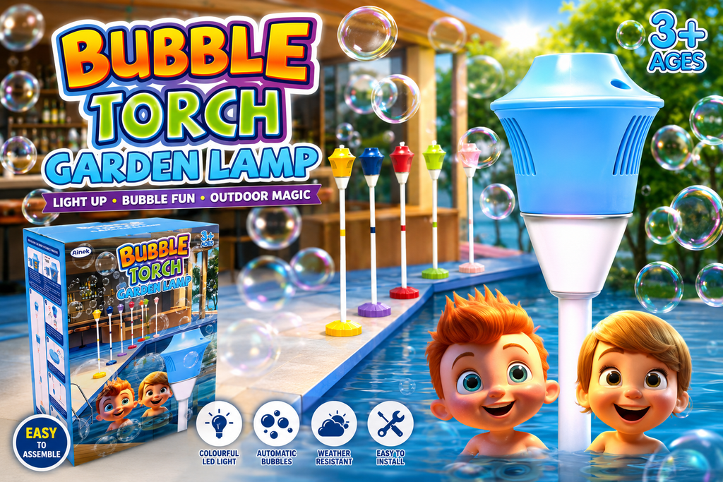 Bubble Torch Garden Lamp – Automatic Bubble Machine with Lights | Outdoor Kids Toy