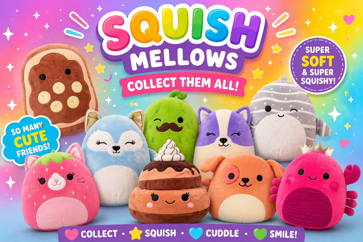 Squish Mellows Super Soft Plush Toy – Collect Them All! | Cute & Squishy Cuddly Plush