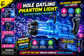 8 Hole Gatling Phantom Light Bubble Machine | Automatic Bubble Blaster with LED Lights | Ages 6+