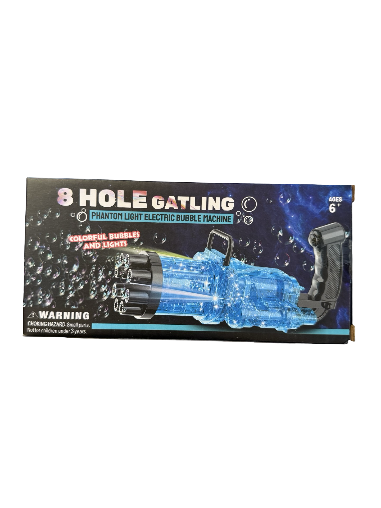 8 Hole Gatling Phantom Light Bubble Machine | Automatic Bubble Blaster with LED Lights | Ages 6+
