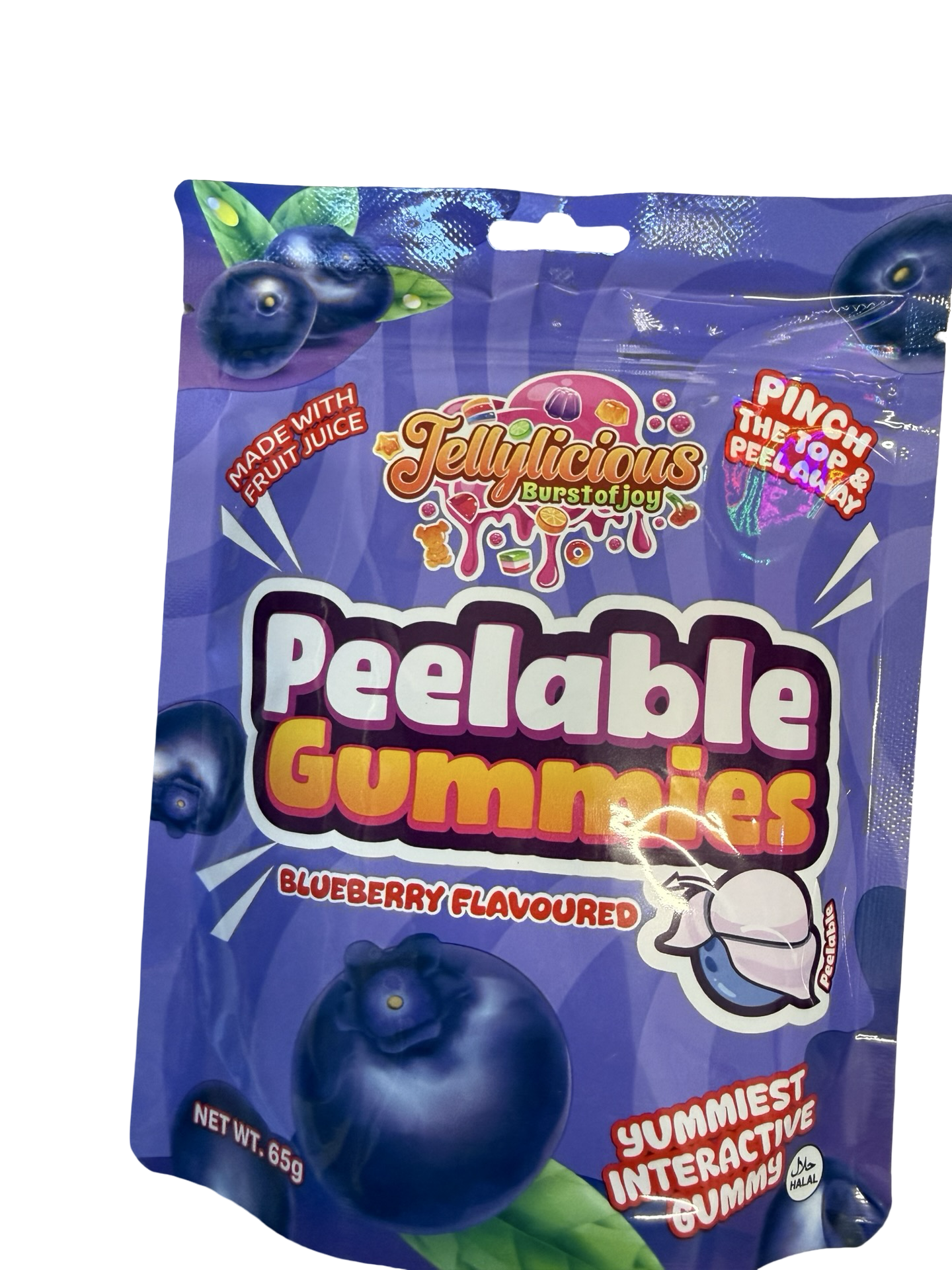 Jellylicious Peelable Gummies | Interactive Fruit Flavoured Gummy Sweets | 65g | Assorted Flavours