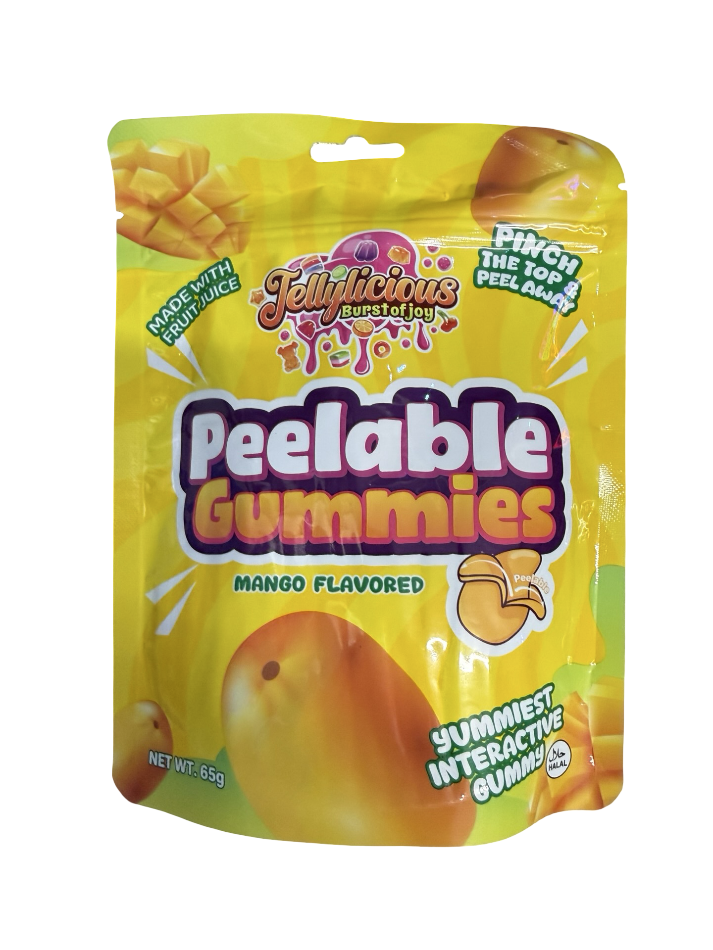 Jellylicious Peelable Gummies | Interactive Fruit Flavoured Gummy Sweets | 65g | Assorted Flavours