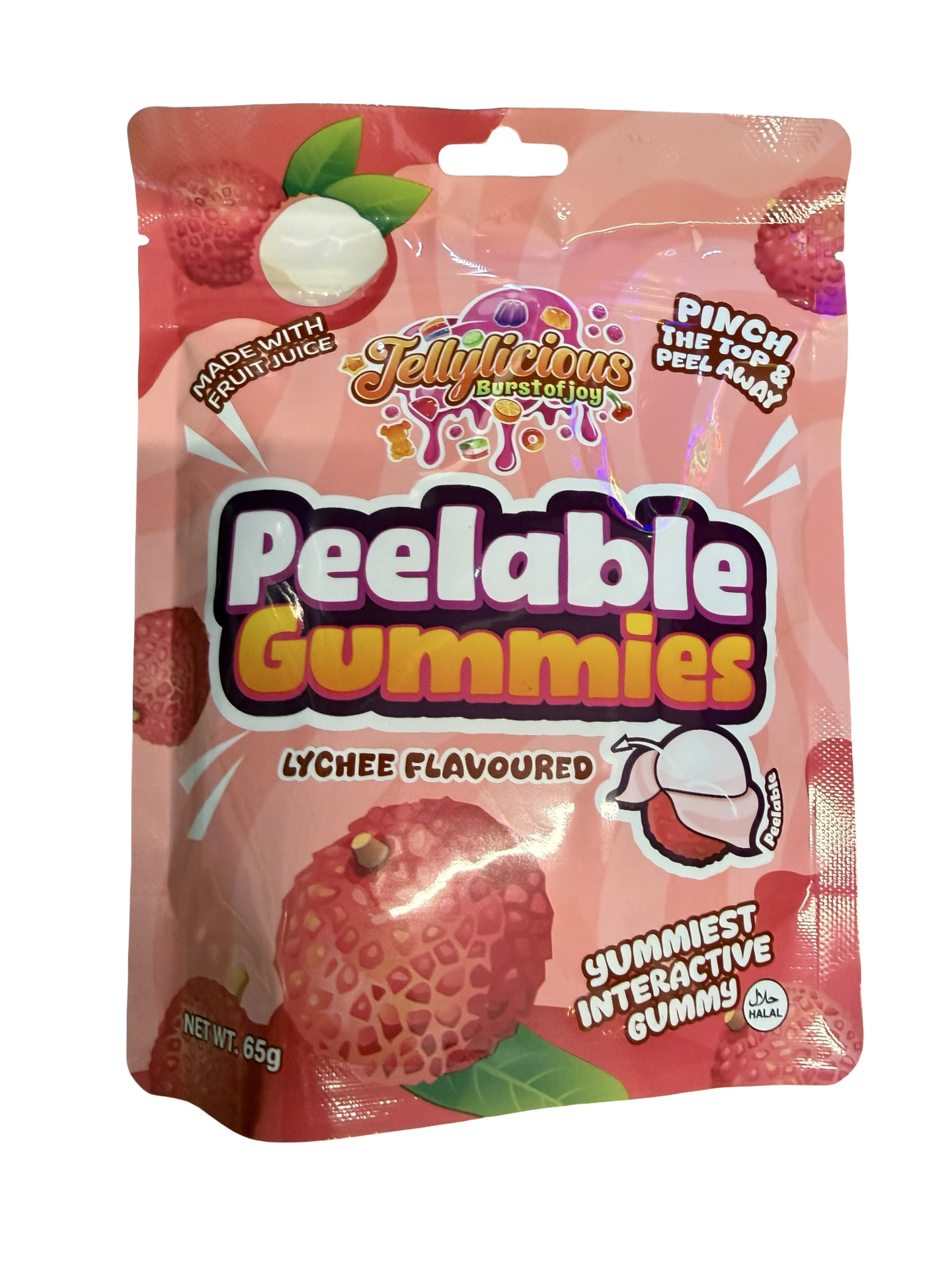 Jellylicious Peelable Gummies | Interactive Fruit Flavoured Gummy Sweets | 65g | Assorted Flavours