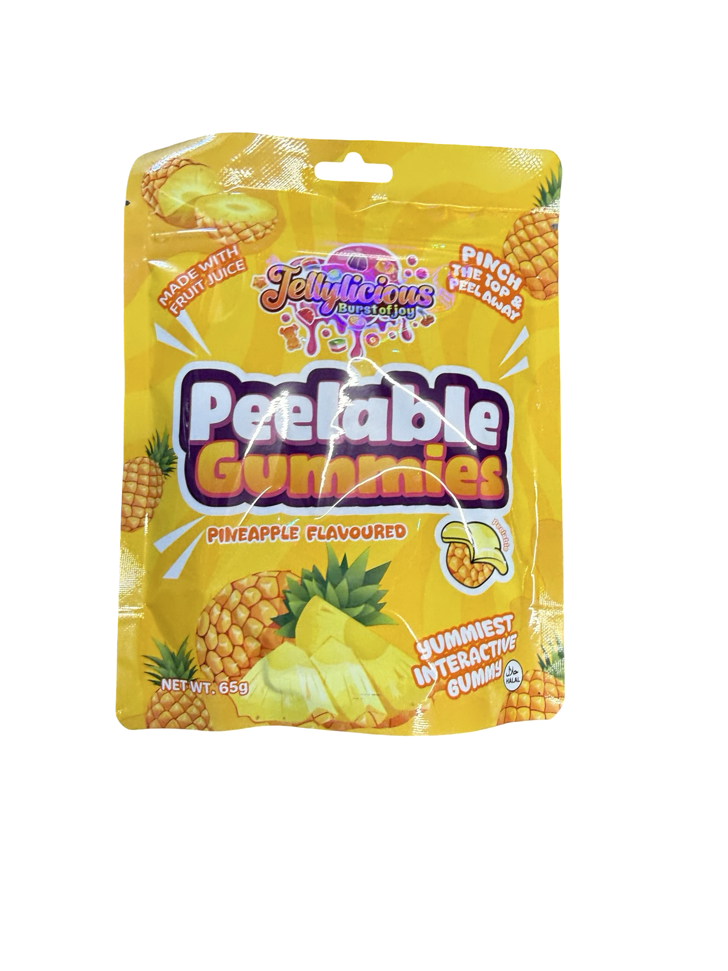 Jellylicious Peelable Gummies | Interactive Fruit Flavoured Gummy Sweets | 65g | Assorted Flavours