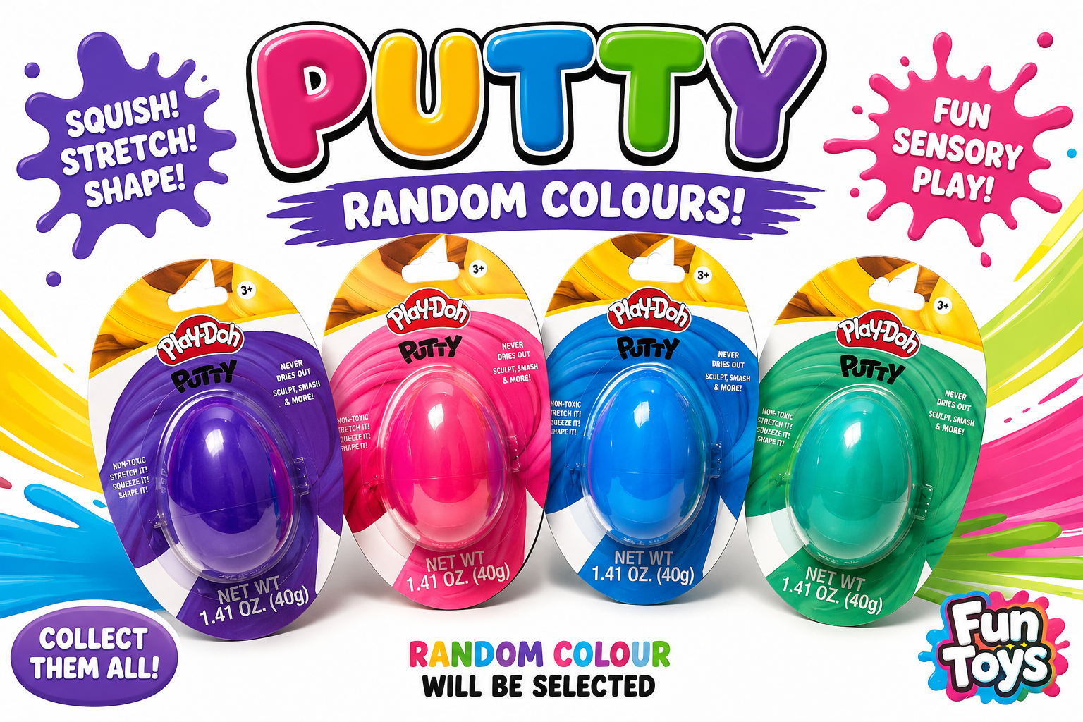 Play-Doh Putty Egg – Sensory Stretchy Putty | Soft Fidget Toy | Random Colour | 40g