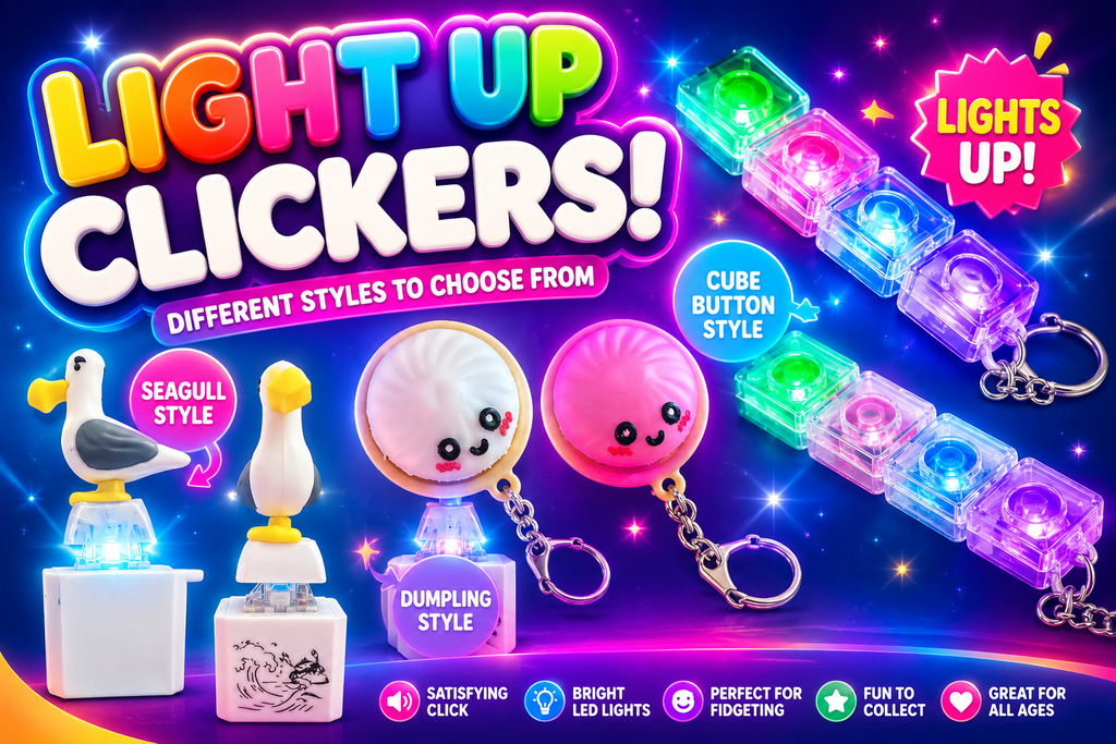 Light-Up Clicker Keychains – Sensory Fidget Toys | Multiple Styles Available