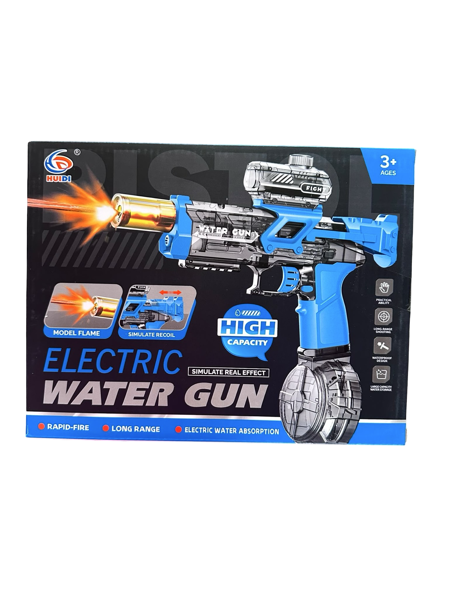 Electric Automatic Water Gun with Light-Up Muzzle | High Capacity Water Blaster | Multiple Colours
