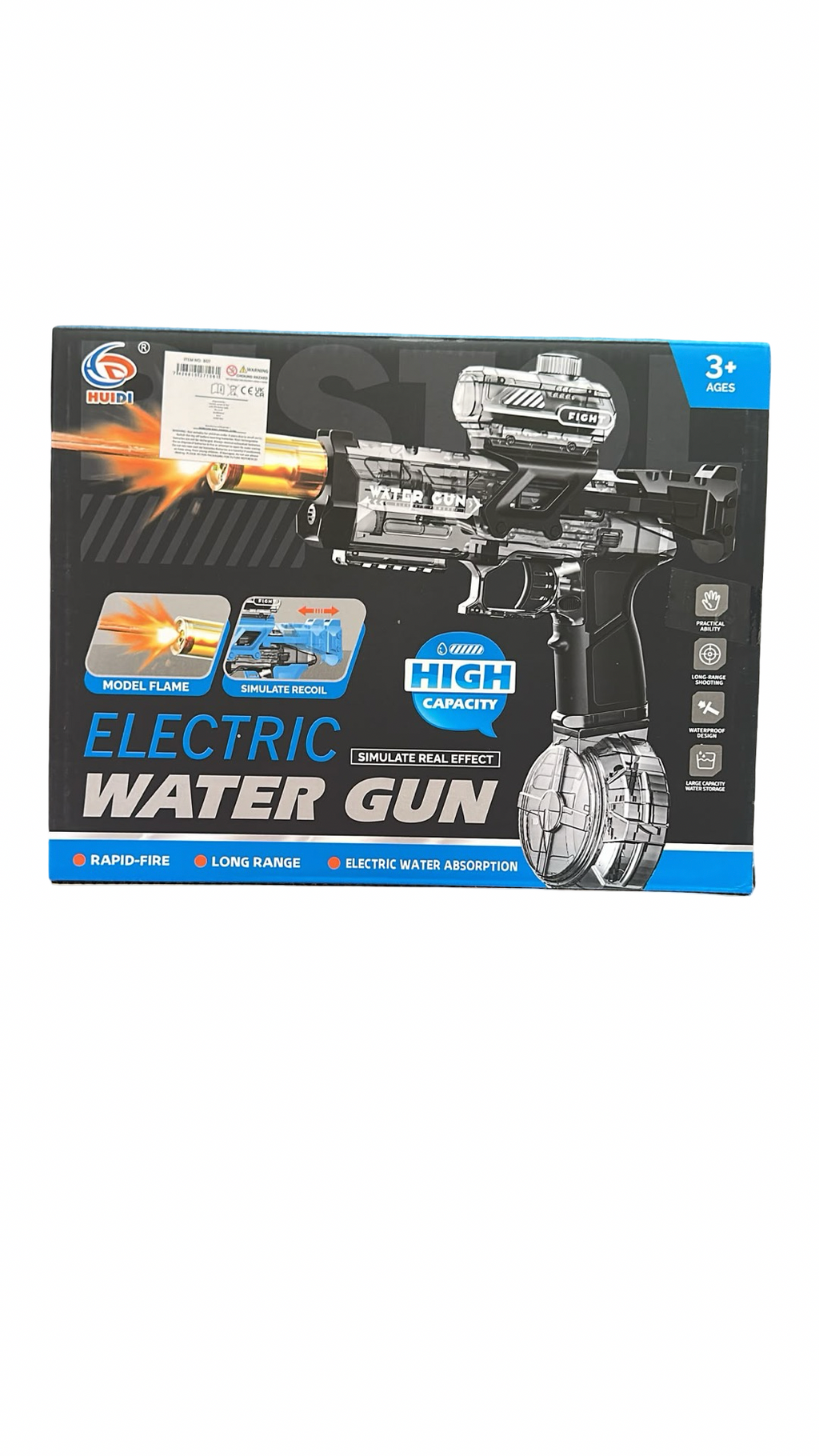 Electric Automatic Water Gun with Light-Up Muzzle | High Capacity Water Blaster | Multiple Colours